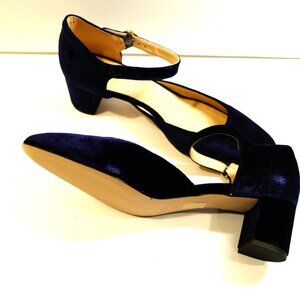 Size 12M J Crew Heels Dark Spruce Velvet with 2" Square Heel